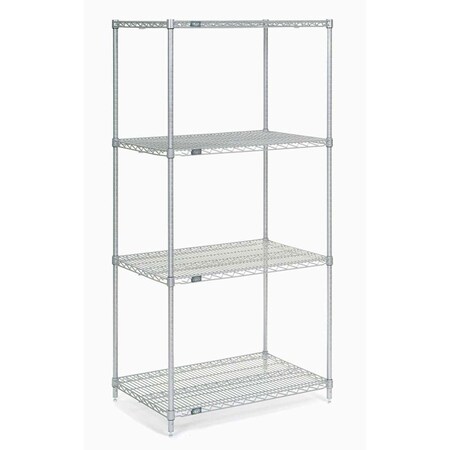 Nexel Poly-Z-Brite 5 Tier Wire Shelving Starter Unit, 30W x 21D x 86H 21308Z5
